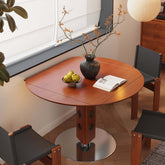 Round foldable dining table with French vintage design, perfect for small spaces and easy storage